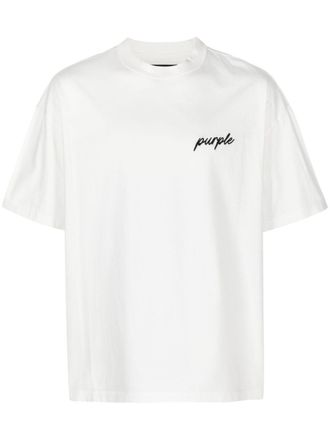 Purple T-shirt met geborduurd logo - Wit