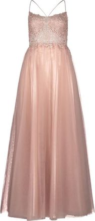 Vera Mont Kleedjes, Dames, Bruin, 3Xs, Leer, Geborduurde Avondjurk