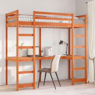 vidaXL Vidaxl - Giroletto Soppalco Senza Materasso Marrone Cera 80x200cm Pino