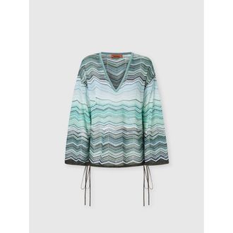 Missoni Chevron Lam&eacute; Viscose Blouse With Sequins in Green& Brown at Nordstrom, Size 38 It