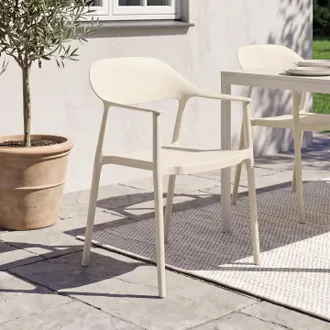 IDMarket Lote De 4 Sillas De Jard&iacute;n Apilables Suzon De Polipropileno Beige
