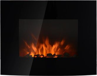OEM Chimenea El&eacute;ctrica De Pared 900/1800w Chimenea Silenciosa Con Mando A Distancia Termostato Efecto Llamas Negro