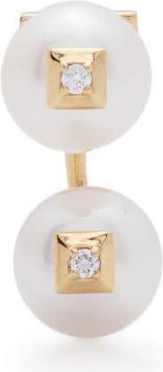Eéra 18kt yellow gold Double pearl and diamond earring - women - Pearl/18kt Gold - One Size