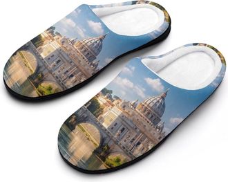 Generic St Peters Basilica in Rome1 Italy Funny Mens Cotton Slippers Soft Non-Slip Rubber Sole House Slipper Indoor Outdoor
