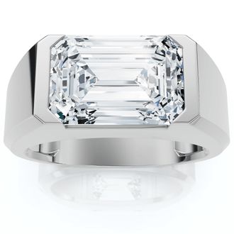 Pompeii3 Certified 4Ct Mens Gabriel Emerald Diamond Ring 10k Gold Lab Grown