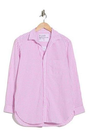 Frank & Eileen Relaxed Fit Cotton Button-Up Shirt in Pink White Grid at Nordstrom Rack, Size Xx-Small