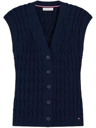 Tommy Hilfiger Blue Mid Gg Cable Vest Gilet