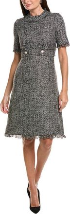 Teri Jon by Rickie Freeman Teri Jon By Rickie Freeman Sparkle Tweed Fringe Trim A-Line Dress