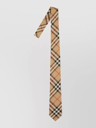 Burberry slim checkered silk tie featuring embroidery