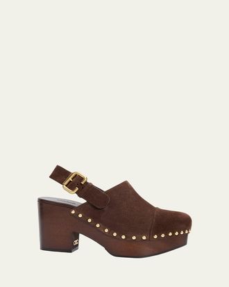 Chlo&eacute; 80mm Jeannette Suede Platform Clogs