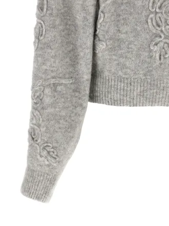 Rotate 3D Floral Jacquard Sweater - Grey