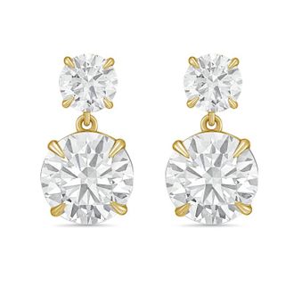 Diana M. Jewels 14KT YG 10.00 Ct TW of Lab grown round diamonds drop earrings
