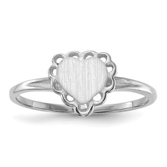 Diamond2Deal 14k White Gold Open Back Heart Signet Ring