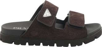 Prada Schoenen, Heren, Bruin, 41 EU, Slippers