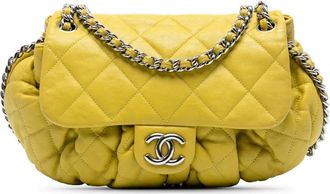 Chanel 2011 CC Chain Around Flap grote lamsleren crossbodytas - Geel