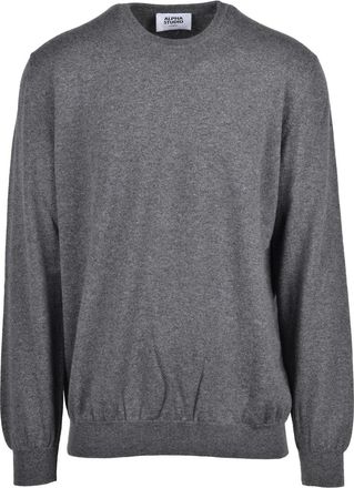 Alpha Studio Cashmere Crewneck Pullover With Fine Knit Texture
