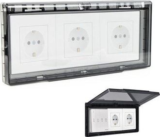 No Brand Enchufe Con Interruptor De Tapa, Cubierta Impermeable Para Uso Exterior, 3 Tomas De Corriente, Carcasa Tipo 86, Apto Para Ba&ntilde;o, Hogar Y Exteriores