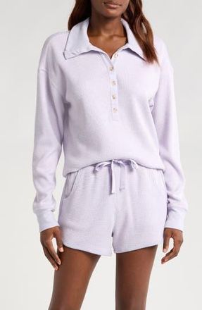 Travis Mathew Long Weekend Henley Sweatshirt in Heather Iris at Nordstrom Rack, Size X-Large