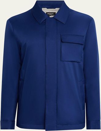 Kiton Mens Covered-Zip Shirt Jacket