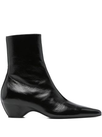 Khaite Black Leather Boots