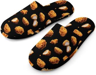 Generic Fried Chicken Nugget Mens Slippers Warm Non-Slip Houes Shose Spa Slipper for Home Bedroom