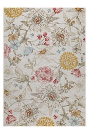 Wecon Home Alfombra bohemia de interior/exterior con relieve y flores 240x340