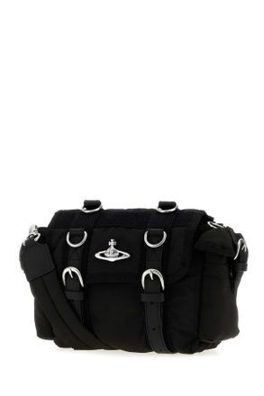 Vivienne Westwood Womens Black Fabric Rocky Crossbody Bag Black-Silver Hw Borse A Mano Black/silver