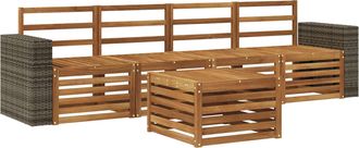 vidaXL Conjunto De Sof&aacute;s De Exterior 5 Uds. Natural Vidaxl