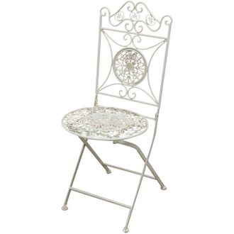 Biscottini International Biscottini - Silla de hierro forjado Silla plegable Silla de jardín y terraza motivos decorativos Silla de exterior Interior Estilo Vintage