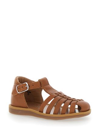 Pom dApi Boys Sandals Pitti Nappa Brown Leather