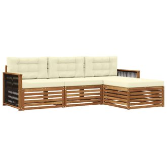 vidaXL Conjunto De Sof&aacute;s De Exterior Con Coj&iacute;n Natural Y Crema Vidaxl