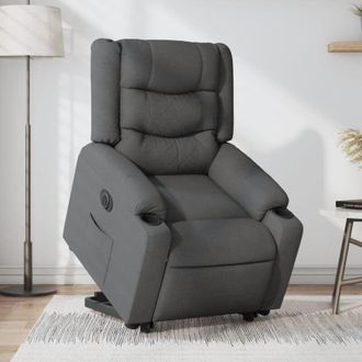 vidaXL Poltrona Alzapersona Reclinabile Elettrica Grigio Scuro Tessuto - Vidaxl