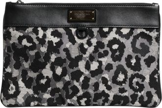 Dolce & Gabbana Multicolor Luipaard Jacquard Logo Plaque Heren Toilettas