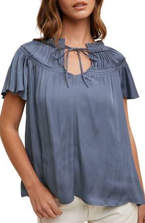 Wishlist Ruched Satin Top in Slate Blue at Nordstrom Rack, Size Medium