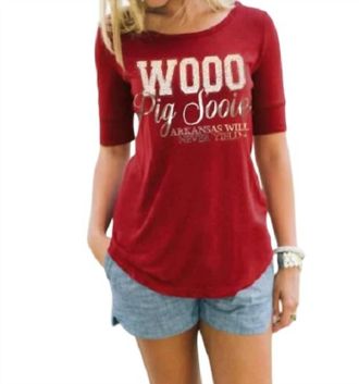 Gameday Couture University Of Arkansas Half-Sleeve Tee In Red