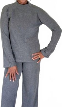 bobi Raglan Mock Neck Top In Dark Grey