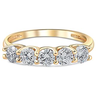 Pompeii3 1Ct T. W. Five Stone Diamond Wedding Ring 14k White or Yellow Gold Lab Grown