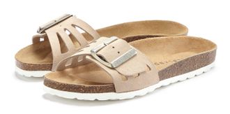 Elbsand Sandale Mule, offener Schuh aus Leder mit weichem Komfortkorkfussbett