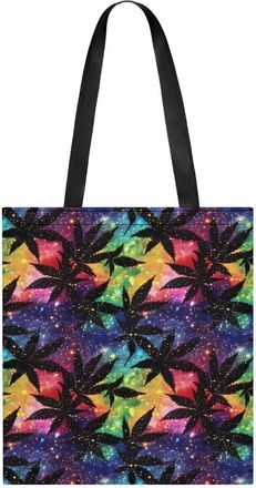 Generic Galaxy Weed Leaves Tote Bag for Women Men Shoulder Bags Purses Pouch Handbags