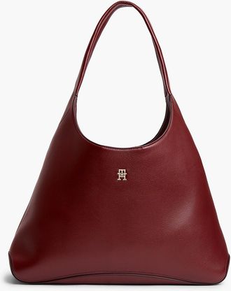 Tommy Hilfiger Womens Monogram Slouchy Shoulder Bag - Oxblood