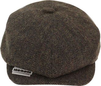 Infinity Leather Mens Peaky Blinders Tweed Hat With Razor Blade