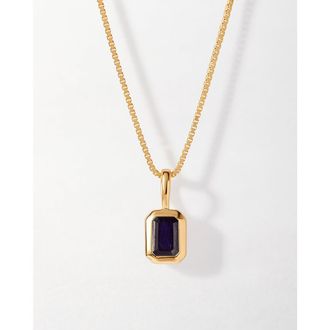 Edge of Ember Deco Birthstone Necklace in Blue Sapphire (September) at Nordstrom, Size 16