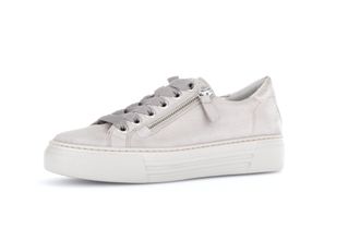 Gabor CAMPUS Ladies Wide Platform Suede Trainers Taupe