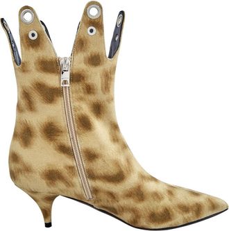Burberry Jermaine Leopard Print Eyelet Detail Ankle Boots, Brand Size 35.5 ( US Size 5.5 )
