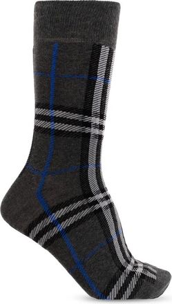 Burberry Ondergoed, Heren, Grijs, S, Katoen, Check Katoen-Nylon Blend Sokken