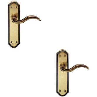 Loops 2x PAIR Spiral Sculpted Handle on Latch Backplate 180 x 48mm Florentine Bronze