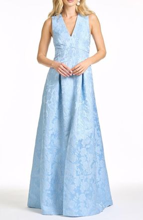 Sachin & Babi Brooklynne Floral Cloqu&eacute; Gown in Ice Blue at Nordstrom, Size 12