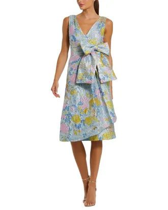 Mac Duggal Floral Brocade Midi Dress