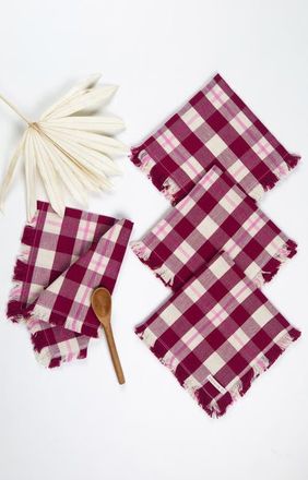 Archive New York Handwoven Abigail Cranberry Cotton Party Napkins, Set of 4 in Red at Nordstrom