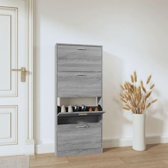 vidaXL Mueble Zapatero Madera Contrachapada Gris Sonoma 59x17x150 Cm Vidaxl
